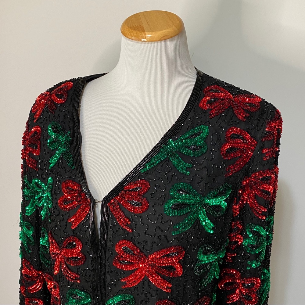 Laurence  Kazar Sequin  & Silk  Holiday Jacket - Picture 11 of 13